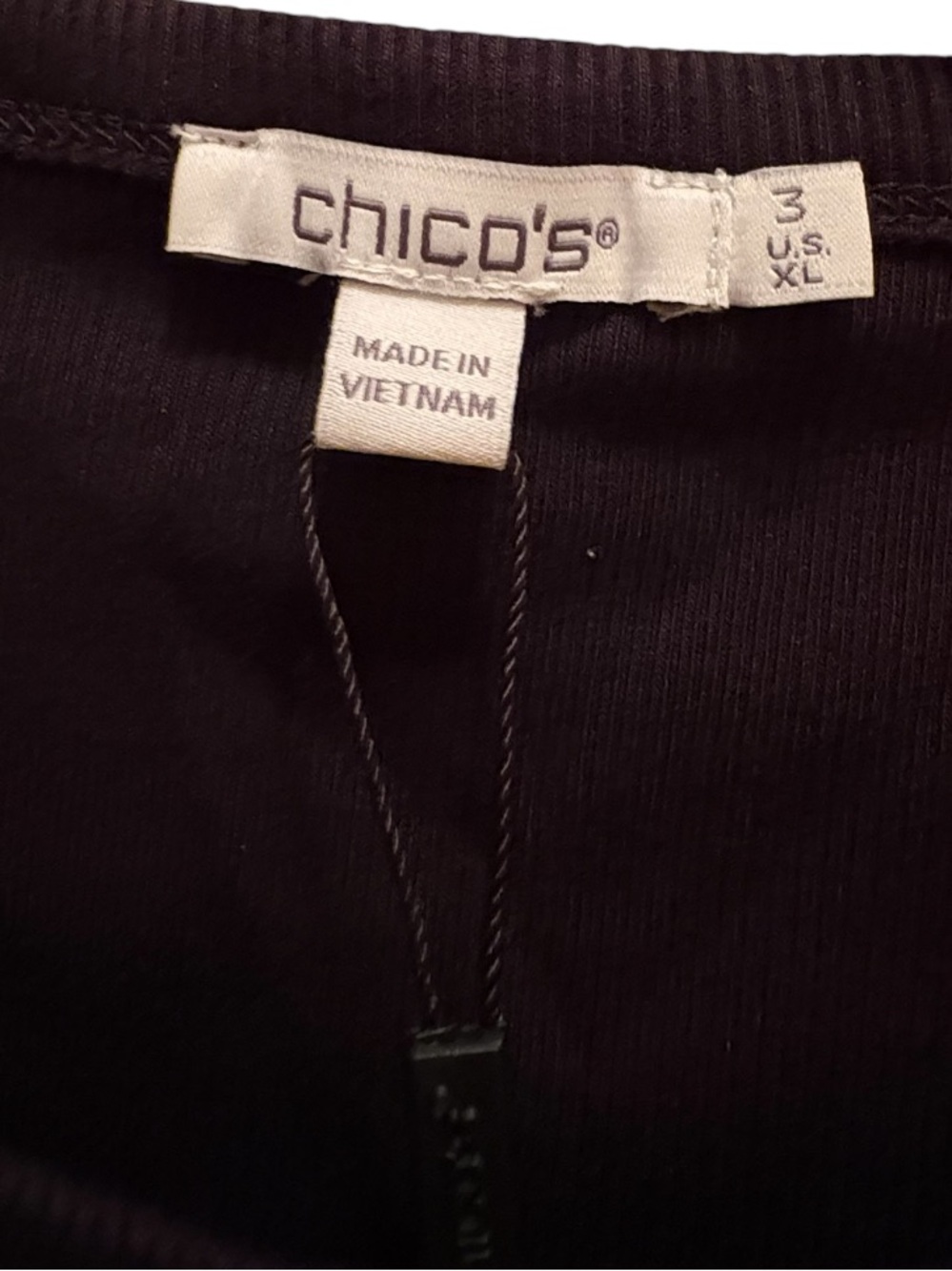 Chico's Ribbed Black Sleeveless Tank Top Size 3/XL - Picture 3 of 6